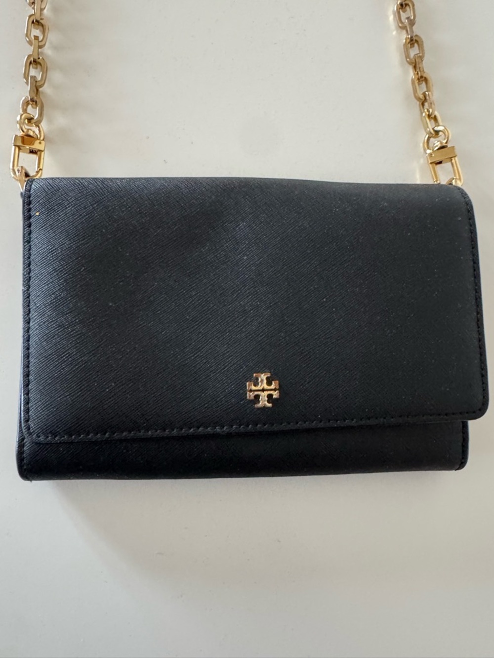 Tory Burch Black Leather Crossbody with Gold Chain - Picture 2 of 4